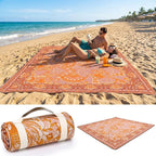 Boho Picnic Blankets 80''x 80'' Extra Large Beach Blanket Waterproof Sandproof Foldable Machine Washable Vintage Grass Lawn Park Mat for Family Camping Party Music Festival
