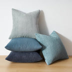 Topfinel BlueGray Throw Pillow Covers 18x18 Inch Set of 4,Soft Accent Corduroy Decorative Cushion Cover,Square Modern Pillow Case for Beach,Patio,Balcony,Living Room,Summer Gradient Shams Home Decor