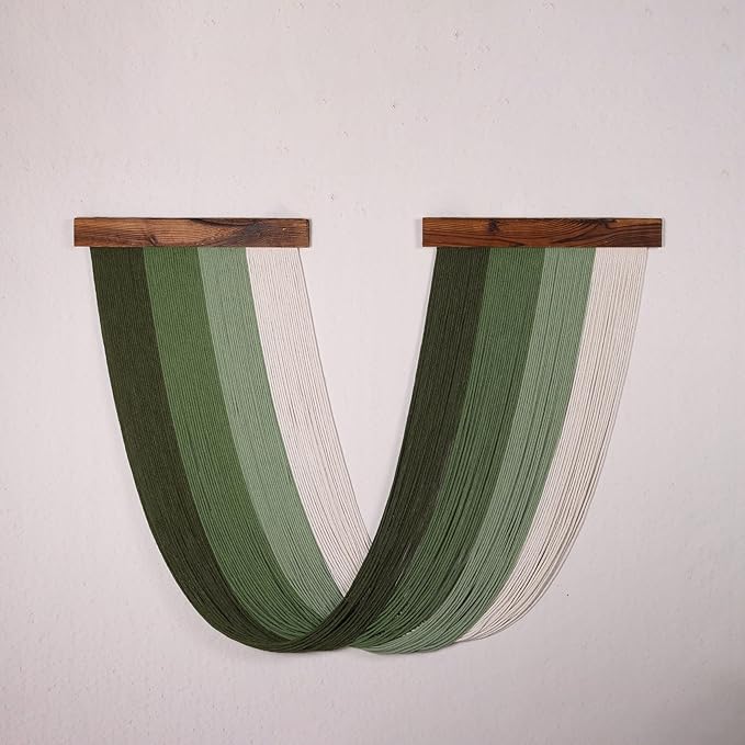 HVEST Large Macrame Wall Hanging Bohemian Tapestry Boho Home Decor, Green Tapestry Aesthetic Wall Decoration for Bedroom Living Room Apartment