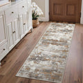 GENIMO Washable Rugs 2x5 Runner Rugs for Hallway Kitchen, Modern Lightweight Rug Ultra Soft Indoor Runner Rugs for Entryway, Low Pile Carpet with Non Slip Backing, Grey Brown Beige