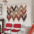 IOWER Macrame Wall Hanging Yarn Boho Wall Decor Wave Tassel Home Wall Aesthetic Living Rooms Bedrooms Offices Geometric Art Chic Home Decor 47" W x 39" L