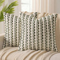 ANRODUO Boho Chenille Textured Tufted Pillow Covers 20x20 Inch Set of 2 Woven Decorative Throw Pillow Covers with Raised Stripes Accent Neutral Pillowcase for Couch Sofa Bed Living Room, Cream Olive