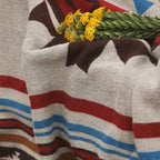 Aztec Throw Blanket with Soft Sherpa Lining, Traditional Southwestern Navajo Tribal Style Warm Throw for Camping, Outdoor, Cozy Boho Blanket for Couch, Sofa, Bed, 60"x80", Stripe Red