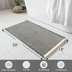 MIULEE Set of 2 Waffle Bathroom Rugs, Boho Bath Rugs Non Slip Washable, Super Absorbent Bath Mats, Ultra Soft Rubber Backed Shower Mats for Bathroom Floor, Tub, Dark Grey & Yellow, 18x30 Inch