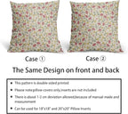Green Pink Yellow Floral Pillow Covers 20x20 Set of 2 Vintage Rustic Old Style Cute Small Flower Print Decorative Outdoor Pillowcases Farmhouse Throw Cushion Case Decor for Couch Sofa Bed