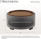 30 Inch Round Storage Ottoman Coffee Table, Modern Boucle Ottoman with Lift-Off Lid and Solid Wood Legs for Living Room, Bedroom, Corners, Apartments (Light Grey)
