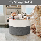 Goodpick 115L Extra Large Blanket Basket, Soft Cotton Rope Storage Basket for Organizing, Home Decor, Toys, Toy Storage Organizer for Living Room & Nursery, Grey