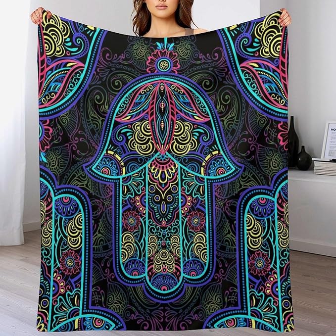 Boho Mandala Throw Blanket Colorful Hand Bohemian Blanket for Sofa Bed Couch Chair Or Dorm 30"x40"