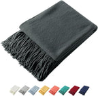 Homiest Decorative Knitted Throw Blanket With Fringe, Lightweight Acrylic Knit, Soft & Cozy Tassel for Couch Sofa Bed (Charcoal Grey, 50 x 60 Inch)