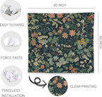 WNAGT Dark Green Floral Botanical Tapestry Wall Hanging, Cottage Core Decor, Nature Rustic Cottagecore Flower Plants Wall Blanket Decor for Home Bedroom Living Room Office, 50x60 Inch
