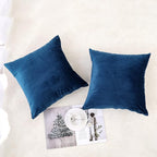 NiNi ALL Decorative Throw Pillow Covers Velvet 16x16 Inch Pack of 2 Blue Cushion Covers Soft for Couch Sofa Bedroom Living Room Outdoor