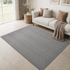 3x5 ft Area Rug - Machine Washable Non-Slip Boho Rug for Living Room, Woven Rug for Bedroom, Dining Room, Home Office - Soft, Lightweight, Stain-Resistant, Soundproof - Grey