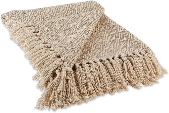 DII Diamond Throw Collection Cotton Woven, 50x60, Stone