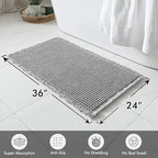 MIULEE Set of 2 Waffle Bathroom Rugs, Boho Bath Rugs Non Slip Washable, Super Absorbent Bath Mats, Ultra Soft Rubber Backed Shower Mats for Bathroom Floor, Tub and Shower, Light Grey, 24x36 Inch