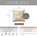 BlissBlush Jute Decorative Spring Accent Throw Pillow Cover 20X20, Neutral Floral Farmhouse Textured Pillowcase for Couch Sofa Living Room, Outdoor Lounge(Cover Only)