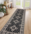 Lahome Bijou Moroccan Easy Jute Outdoor Runner Rug, 2x8 Washable Black Hallway Kitchen Runner Rug with Rubber Backing, Farmhouse Indoor Outdoor Carpet for Hallway 8ft Entryway Porch