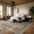 Washable Rugs for Living Room: 9x12 Area Rugs for Bedroom Ultral Soft Non-Slip Stain Resistant Vintage Boho Large Carpet for High-Traffic Dining Room - Farmhouse Decor