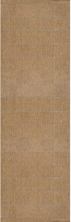 Beverly Rug Easy Jute Checkered Squared Runner Rug 2x7 Washable Durable Indoor Outdoor Area Rugs for Living Room Patio Office Stain Resistant Non Shedding Casual Indoor Outside Carpet 2 x 7 Natural