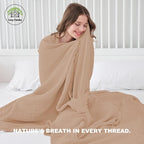 Cosy Family 6 Layer Muslin Bed Blanket - Breathable and Lightweight Gauze Boho Blanket for Spring, Soft 100% Cotton Muslin Blanket, Brown, 80x90 Inches