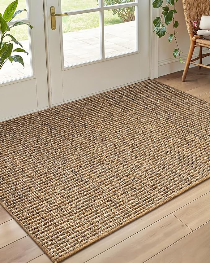 Color&Geometry Handwoven Jute Entry Rug - Natural Textured Front Door Mat 32"x48", Non-Slip Durable & Eco-Friendly Doormat for High-Traffic Entrance, Rustic Farmhouse Welcome Mat, Sisal Brown
