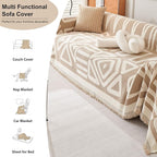ROOMLIFE Boho Couch Cover for 3 Cushion Couch L Shape Sofa Covers for Sectional Sofa Reversible Silpcover for Dogs Washable Chenille Furniture Protector for Living Room,91"x134"