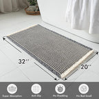 MIULEE Set of 2 Waffle Bathroom Rugs, Boho Bath Rugs Non Slip Washable, Super Absorbent Bath Mats, Ultra Soft Rubber Backed Shower Mats for Bathroom Floor, Tub, Dark Grey & Yellow, 20x32 Inch