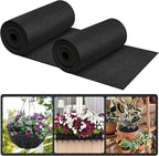 Riare 16x160 Inch Black Felt Planter Liner Roll- 2 Rolls Non-Woven Fabric Planter Liner for Outdoor Plants, Coco Liner Roll Alternative Basket Planter Liner for Planters Hanging Basket Window Box