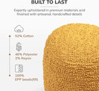 Anji Mountain Pouf Ottoman Foot Rest, Handmade Ottoman Pouf, Comfortable Foot Stool, Decorative Floor Seating for Living Room Decor, Bedroom & Home Décor Accent - Mustard