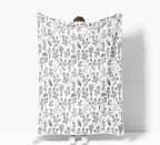 Floral Fuzzy Blanket Black Floral Throw Blanket, Botanical Flowers Blankets, Soft, Flannel, Warm, Boho Flowers Bed Blankets All Season for Couch Bedroom Living Room 50X70 Inch