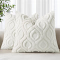 decorUhome Cozy Textured Euro Sham Throw Pillow Covers 24x24 Inch Set of 2, Soft Plush Faux Wool Cream White Accent Couch Pillow Covers for Modern Farmhouse Sofa Bed Living Room