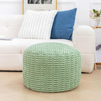 Round Pouf Ottoman Stuffed Velvet Floor Pouf Footrest Foot Stool Bean Bag Floor Chair for Bed Room Living Room Accent Seat 20x12inches with Filler Sage Green