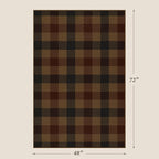 Neutral 4x6 Area Rug for Indoor Entrance - Easy Jute Brown and Red Checkered Rug for Large Entryway, Small Living Room, Stain Resistant Low Pile Retro Vintage Dark Décor