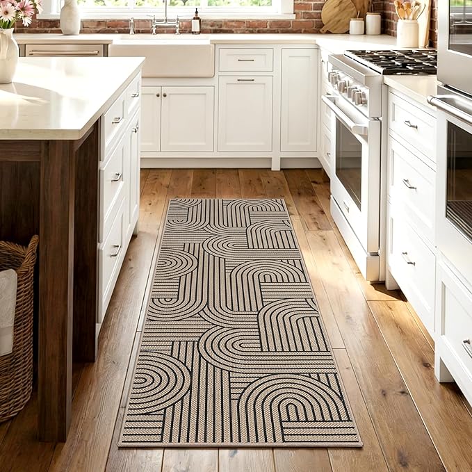 GarveeHome Easy Jute 2x8 Runner Rugs Modern Rainbow Rug for Hallway Kitchen Non Slip Indoor Outdoor Runner Door Mat for Laundry Porch Bathroom