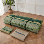 Japanese Floor Mattress, Futon Mattress with Portable Storage Bag and Washable Cover, Roll Up Thick Tatami Mat Suitable for Camping, Guest Room (Boho Green, Full)