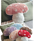 Tufted Mushroom Shape Decorative Cushion - 15' x 15' Mushroom Decor for Bed, Couch, Living Room (Pink)