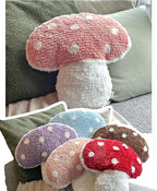 Tufted Mushroom Shape Decorative Cushion - 15' x 15' Mushroom Decor for Bed, Couch, Living Room (Pink)