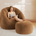 Round Pouf Ottoman Foot Rest, 29 X 18Inch Floor Poufs Footstool, A Round Modern Foam Filled Foot Stool for Living Room, Home, Nursery, Dorm (Orange, 29Inch)