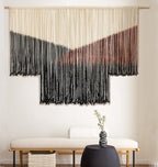 Flber Macrame Wall Hanging Large Black Tie-Dye Geometric Décor Bohemian Yarn Tapestry Home Boho Wall Décor 59" Wx35 L
