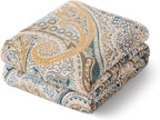 100% Cotton Boho Throw Blanket for Home Decor – Classic Farmhouse Quilt Bedding, Muslin Blankets for Adults, Vintage Woven Decorative Blanket for Couch, Bed Layering Use, Paisley Pattern, 104"x90"