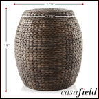 Casafield Round Storage Basket with Lid - Espresso, Handwoven Water Hyacinth Organizer for Laundry, Blankets, Plants, Bedroom, Living Room, Home Office