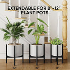 MUDEELA 2 Pack Indoor Plant Stands, 2 Tier Tall Plant Stand 30 inches, Mid Century Bamboo Plant Stand, Adjustable Width 8 - 12 inches, Fits Pot Size of 8 9 10 11 12 inches Pot & Plant Not Included, Black