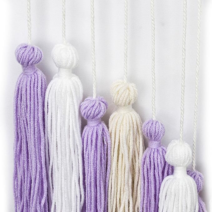 EOBTAIN Purple Macrame Wall Hanging Large Tassel Garland Decor,Bohemian Tapestry for Bedroom Living Room,Boho Wall Pediments Girls Nursery Dorm Home Wall Decoration,Birthday Party Gift for Women