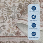 GarveeHome Runner Rugs 2x6 Kitchen Runner Rug Non Slip Washable Runners for Hallways, Boho Vintage Rugs with Rubber Backing Low-Pile Indoor Carpet for Entryway Bedroom Beige Pink