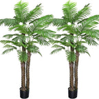 8ft Artificial Palm Tree Fake Palm Plants Outdoor Indoor in Pot Large Faux Palm Plants for Living Room Front Porch Patio Pool Garden Home Office Decor (96in-2Pack)