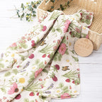 BabyWhale Muslin Swaddle Blanket with Hat and Headband Bow, Floral Pattern Swaddle Set for Baby Boys ＆ Girls, Unisex Newborn Soft Receiving Swaddle Wrap, 47x47 inches