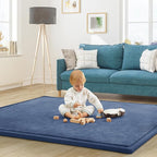 Baby Play Mat for Floor Nursery Rug Muscle Mat Area Rug Playroom Rug 79"x138" Playpen Mat Memory Foam 1.3" Thick Crawling Mat for Babies,Toddlers, Infants, Kids,Sapphire Blue