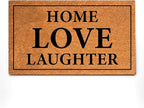 PLUS Haven Coconut Coir Home Entrance Door Mat – 17.5" x 30" | Home Love Laughter Heavy-Duty Doormat for Indoor & Outdoor Use | Durable & Eco-Friendly