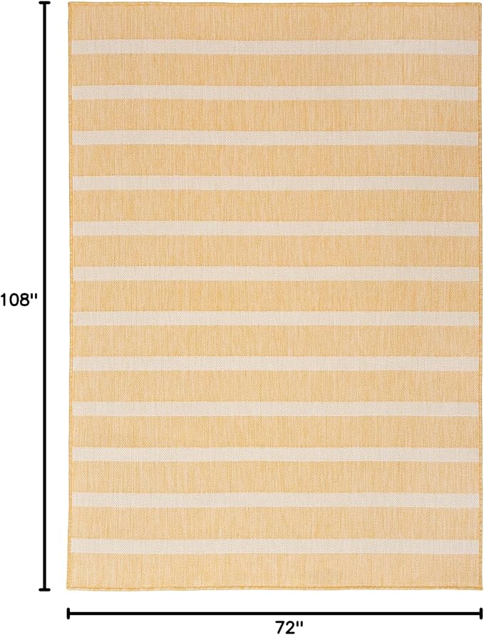 Nourison Home Positano Yellow Ivory 6' x 9' Area Rug - Easy Clean, Non Shedding, Bed Room, Living Room, Dining Room, Kitchen (6' x 9')