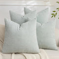 Set of 4 Soft Textured Decorative Throw Pillow Covers 18x18 Inch Cozy Farmhouse Cushion Cover Square Accent Pillow Cases for Bed Couch Sofa Living Room, Light Aqua
