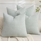 Set of 4 Soft Textured Decorative Throw Pillow Covers 18x18 Inch Cozy Farmhouse Cushion Cover Square Accent Pillow Cases for Bed Couch Sofa Living Room, Light Aqua